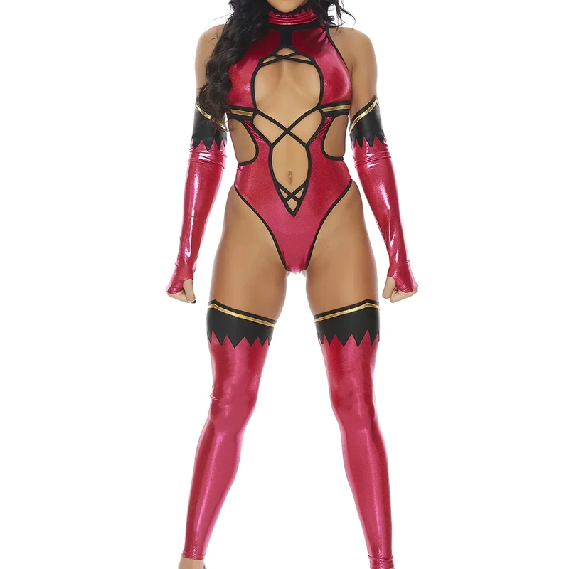 Forplay Women's 3pc. Video Game Character Costume Adult Size, Pink, S-M - Image 1