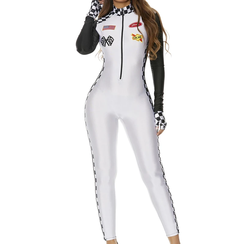 Forplay Women's High Speed Racer Costume Adult Sized, White, S/M - Image 1