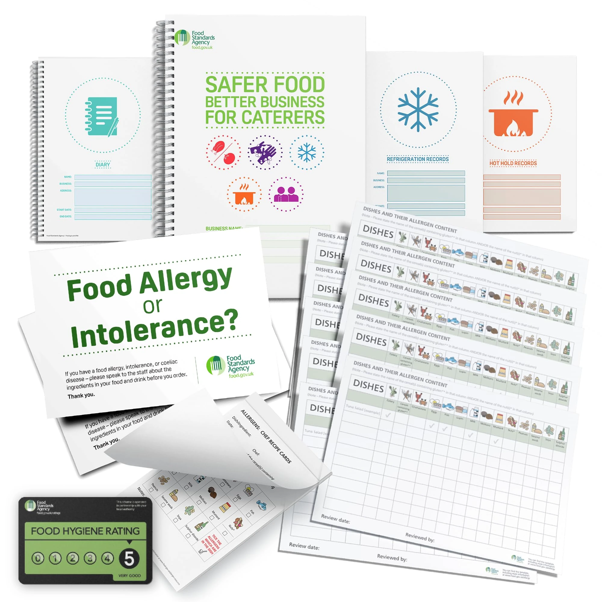 Safer Food Better Business 2025 with Food Safety Book, 13 Month Diary, 2 x Allergen Posters and Content Sheets & More for Caterers Restaurants Takeaways