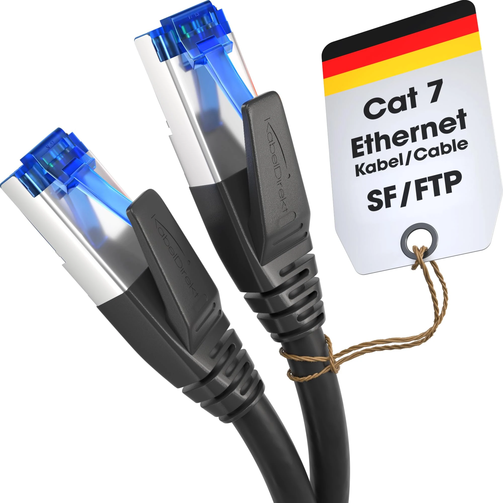 KabelDirekt – Cat 7 Network Cable – 1.5m – 10 Gigabit LAN Cord & Ethernet Cable – Available in 0.25-30m (suitable for high-speed networks, PC, gaming, switch, router and modem, RJ45 – black)