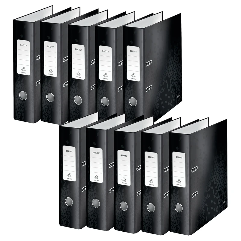 Leitz A4 Lever Arch File, Black, 80 mm Spine Width, Wow Range, 10050095, Design May Vary