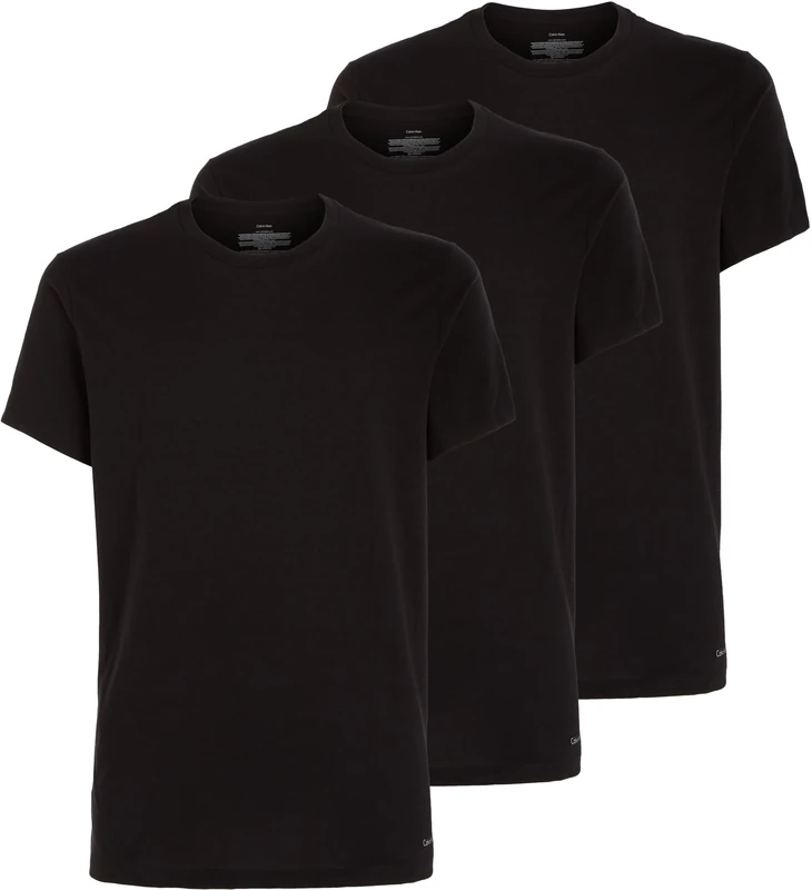 Calvin Klein Men Short-Sleeve T-Shirts Crew Neck Pack of 3, Black (Black), S - Image 1