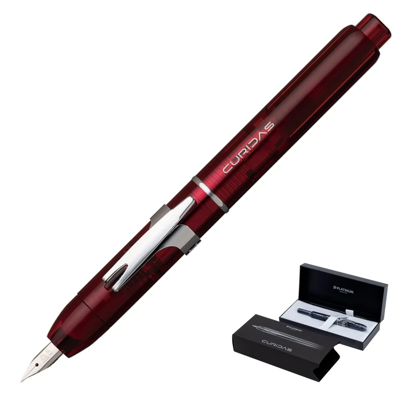 PLATINUM Curidas PKN7000-77EF Fountain Pen/EF Extra Fine/Retractable/Red/Handmade/with Gift Box/Fountain Pen