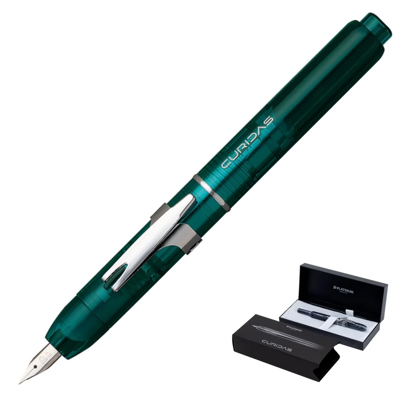 PLATINUM Curidas PKN-7000 Retractable Fountain Pen, 43 Urban Green, Medium Nib, Urban Green, PKN-7000#43-3, Pack of 1