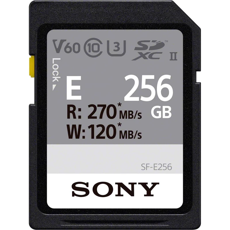 Sony 256GB SF-E Series UHS-II U3 V60 SDXC Digital Memory Card - Read 270MB/S Write 120MB/S SFE256
