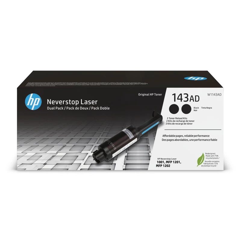 HP 143AD Dual Pack Black Original Neverstop Laser Toner Reload Kit (W1143AD) Large