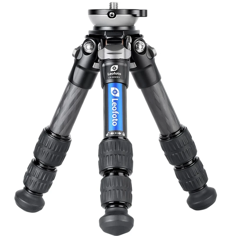 Leofoto - Ranger - Carbon Tripod with Leveling Base - Legs adjustable in 3 Angles - Ideal for Panorama Work and Videographers - LS-223CEX