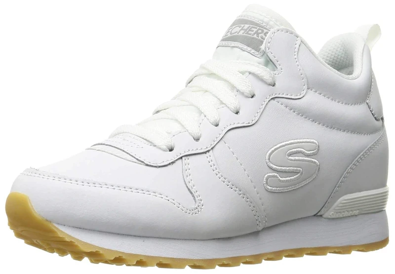 Skechers Women's Og 85 Goldn Gurl Sneaker, White Leather/Mesh/Nylon/Silver Trim, 5 UK