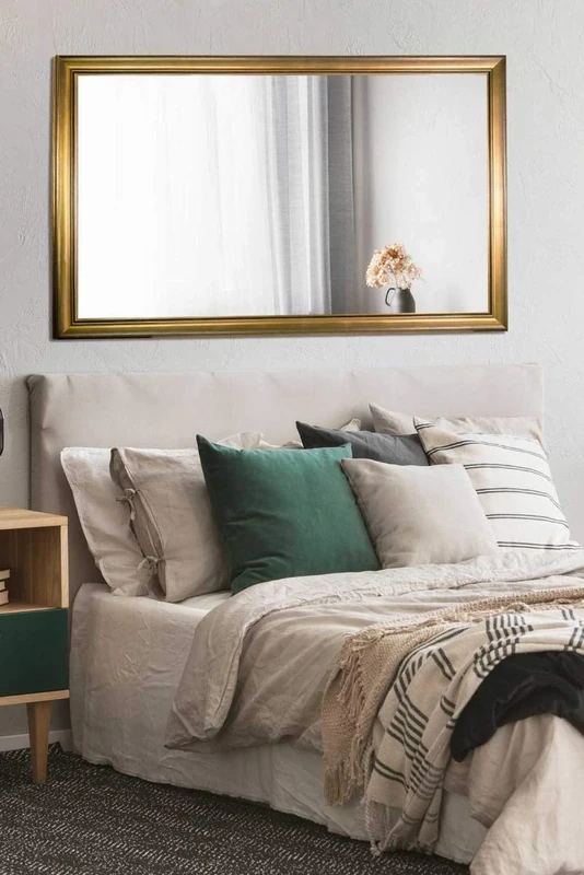 MirrorOutlet New Gold + Black Modern Chic Design Leaner Wall Mirror 167 x 106CM 5ft6 x 3ft6