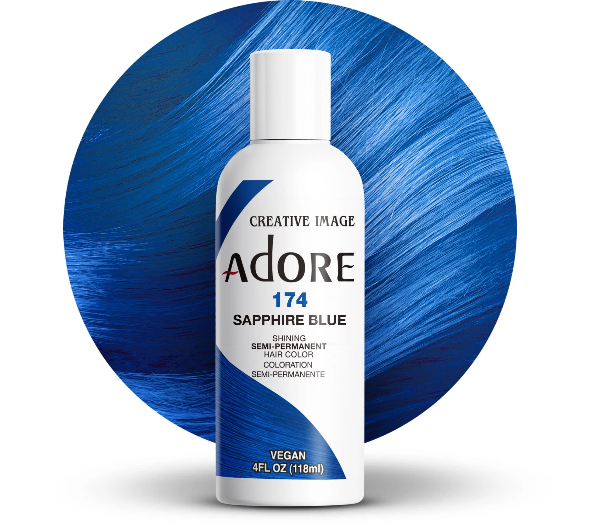 Adore Shining Semi Permanent Hair Color Sapphire Blue (174), 118ml
