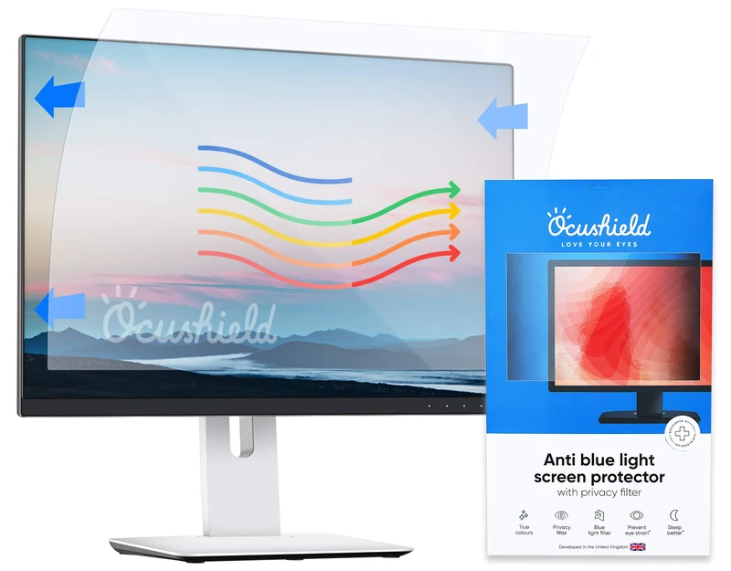 Ocushield 27” (16:10) Premium Anti Blue Light Screen Protector Privacy Filter for Laptops and Computer Monitor - Anti-Glare - Easy Install - Anti-Fingerprint - Reduce Eye Fatigue (582 x 364 mm)