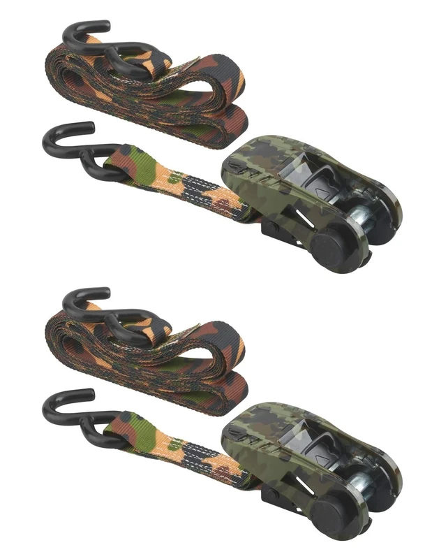 THIRARD - 2 Pack 5M Ratchet Tie Down Straps S-Hook Camouflage