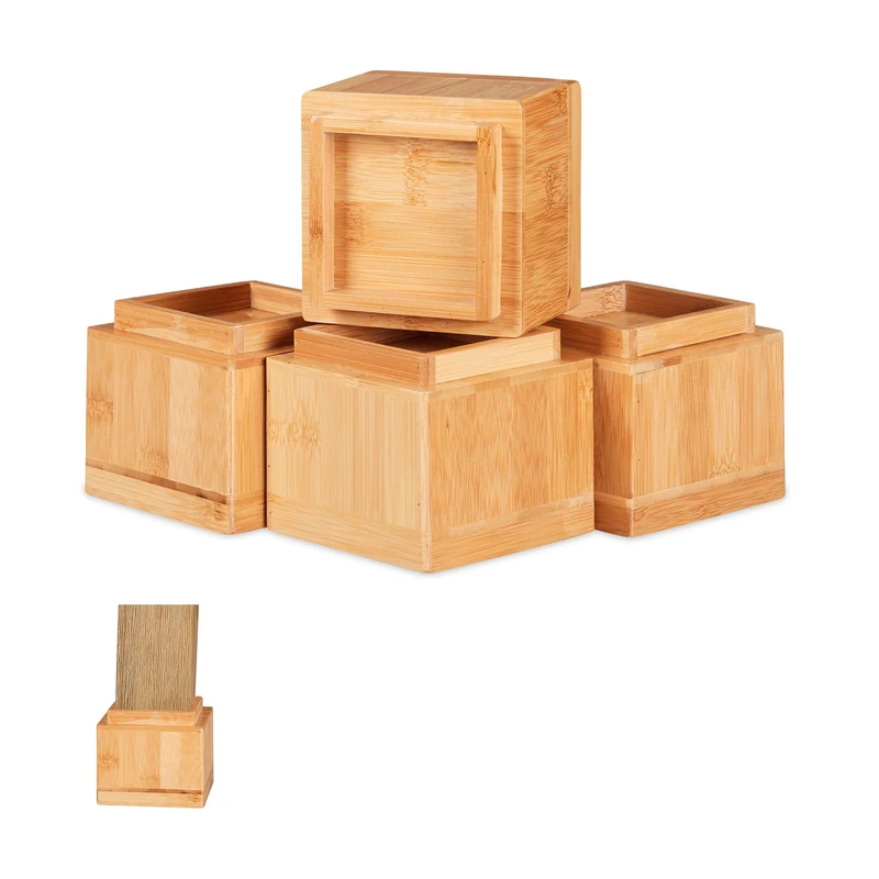 Relaxdays Furniture Riser Set Of 4, 8.5 cm Rise, Table, Chairs, Beds, Elephant Feet, 10x11.5x11.5 cm, Natural