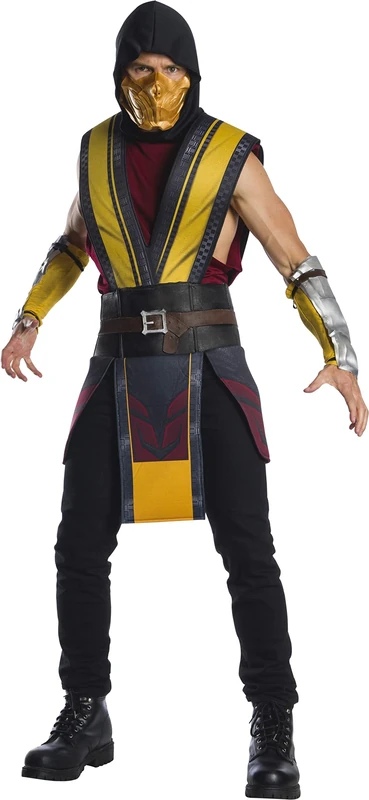 Rubies Men's Mortal Kombat 11 Scorpion Costume Adult Sized, Shown, XL Brown - Image 1