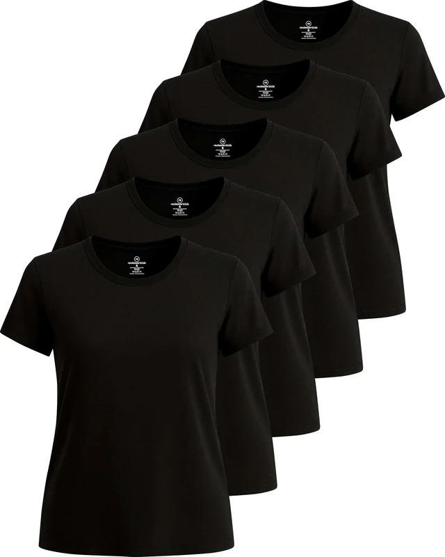 5 Pack: Womens Quick Dry Fit Dri Fit Active Wear Yoga Workout Athletic Tops Essentials Clothes Running Gym Zumba Exercise Ladies Short Sleeve Crew Scoop Neck Moisture Wicking Tees T-Shirt - Set 5,S