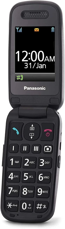 Panasonic KX-TU446EXB Senior Mobile Phone to Open without Contract (SOS Emergency Call Button, Shockproof, Voice Amplifier, Large Separate Buttons, Large Font and Number Display) Black