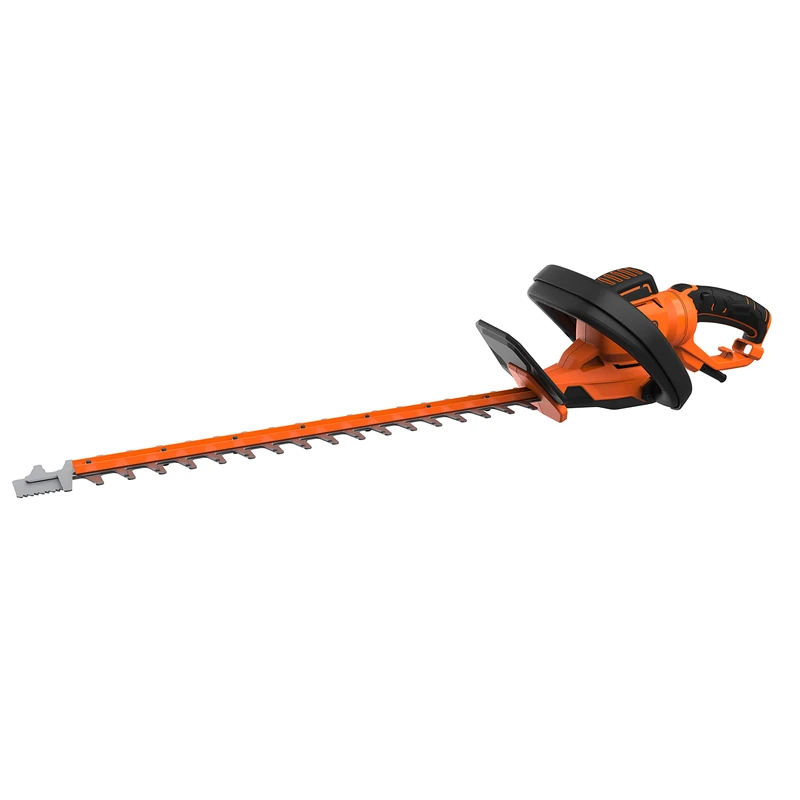 Black + Decker BEHTS551-QS 60cm electric hedge trimmer (650W, 60 cm sword length, 25 mm cutting thickness, rotating handle for optimal control, with cable strain relief, for large hedges)
