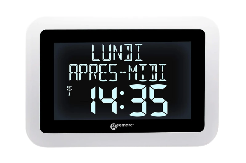 Geemarc VISO15 Radio Controlled Clock with Calendar and Backlight Helpful for Dementia and Alzheimers' Incontinence, Black, 27 x 18 x 3 cm