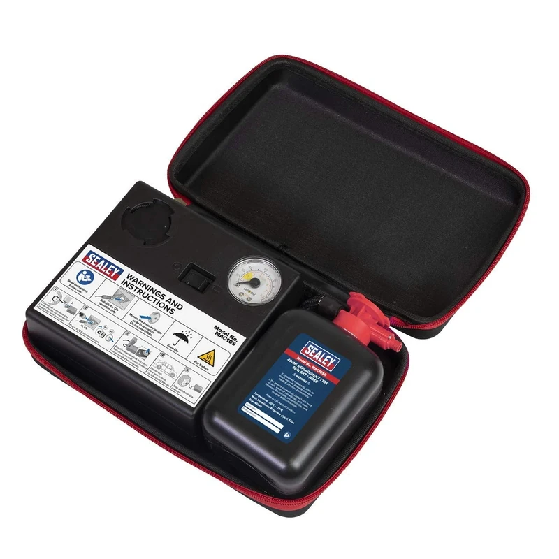 Sealey MAC10S 12V Tyre Inflator + Emergency Puncture Sealant Kit