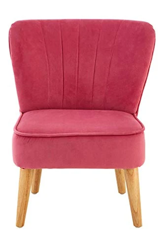Mia Kids Chair, Children's Furniture, Polyester Velvet, Natural Wood Legs, Soft Pink - Chair