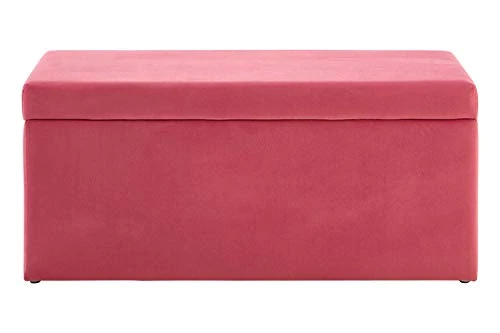 Mia Kids Ottoman, Children's Furniture, Polyester Velvet, Pine Wood, Soft Pink - Ottoman
