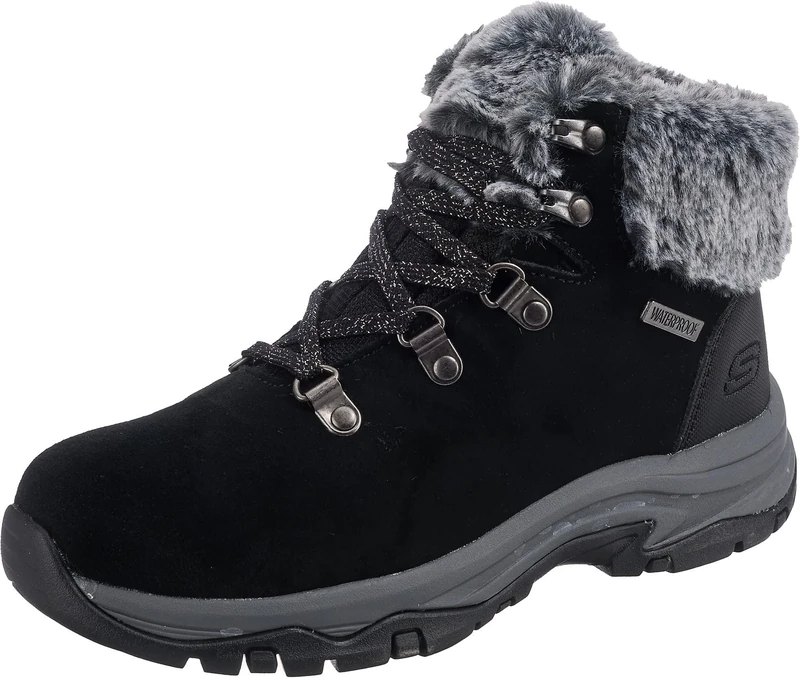 Skechers Women's Trego Falls Finest Ankle Boot,Black Suede/ Nylon,6 UK
