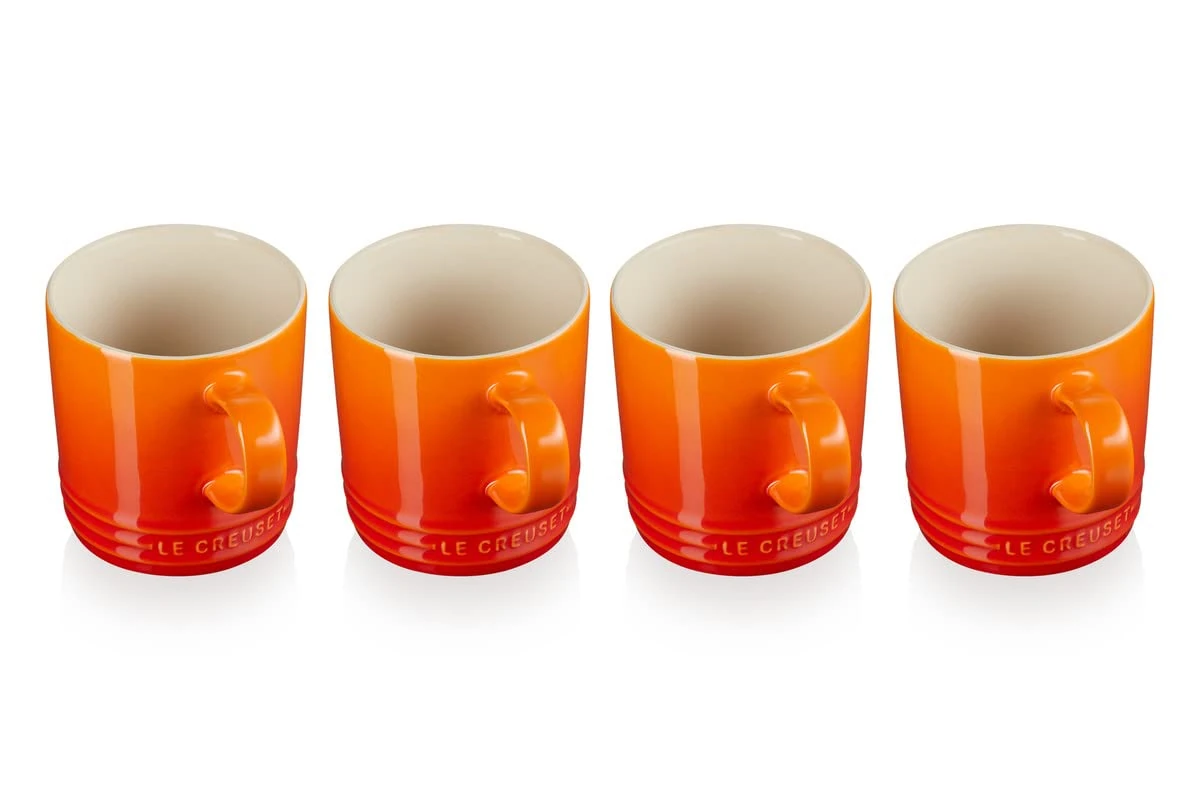LE CREUSET Stoneware Mugs, 350 ml Each, Volcanic, 4 Count (Pack of 1)