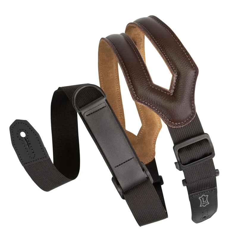 Levy's Leathers Right Height Guitar Strap with RipChord Quick Adjustment Technology; 3" Wide Ergonomic Padded Leather -Dark Brown (MRHSS-DBR)