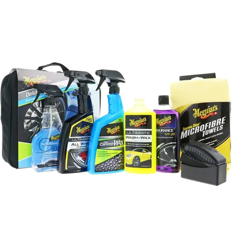 Meguiar's Deluxe Car Care Kit V2 - Complete Cleaning Kit with Storage Bag - Wash, Wax, Window & Wheel Detailing - DELKITV2