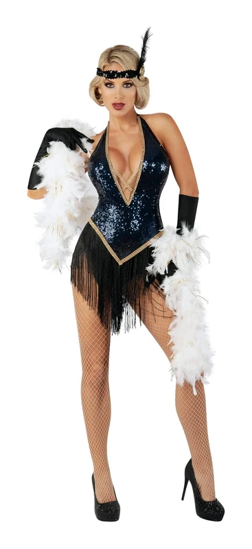 Starline S2063 Women's Jazzy Jezebel Costume Adult Sized, Navy Blue/Black/Gold, S