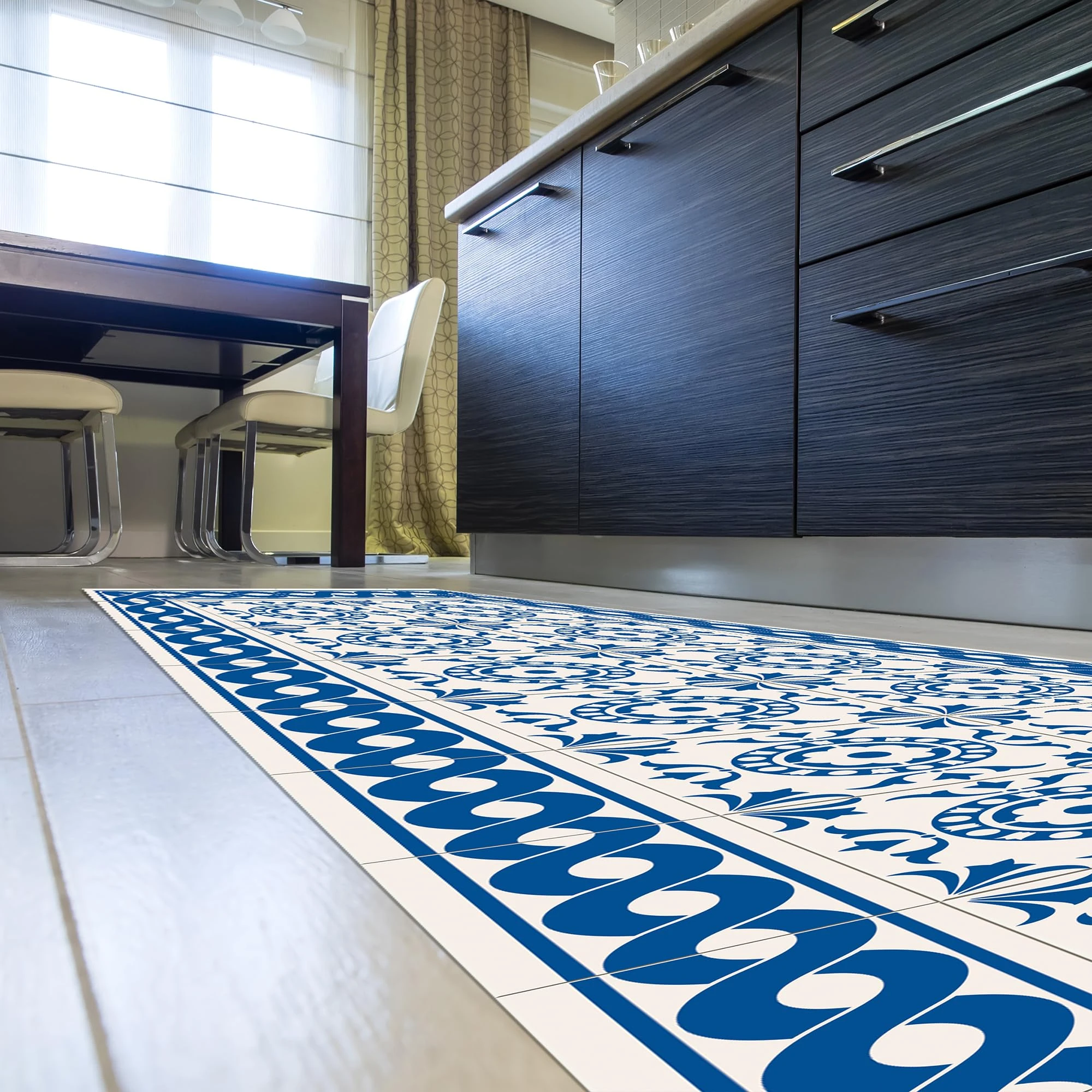 CREARREDA Kitchen Rug Non-Slip Tile Carpet 50 x 180 cm Vinyl Floor Protection Mat 100% Made in Italy with Non-Toxic Ink, Flame Retardant and Water Resistant