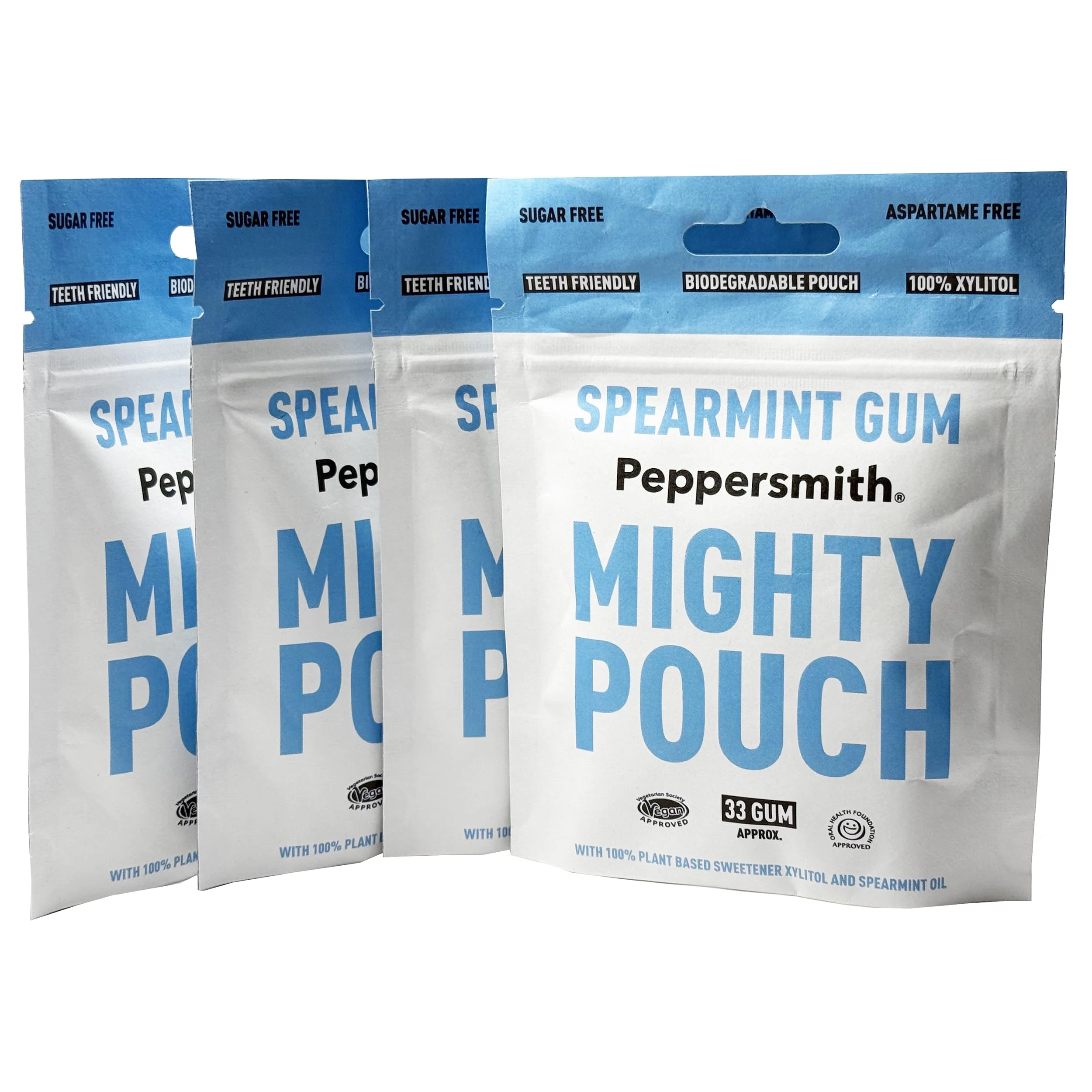 Peppersmith English Spearmint Xylitol Gum - 50g Mighty Box (Pack of 4)
