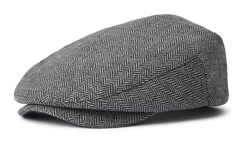 BRIXTON Hats Hooligan Herringbone Flat Cap - Grey-Black XL