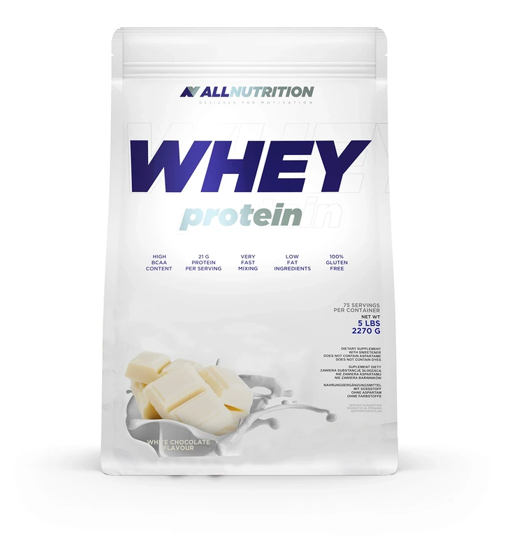 ALLNUTRITION WPC Whey Protein Concentrate with Branched Amino Acids - Low Fat Protein Powder for Muscle Mass Boost & Post Workout Recovery - 2270g - White Chocolate