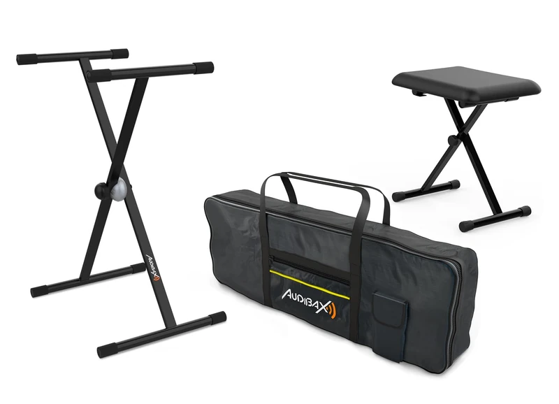 Audibax Onyx Pack Black Keyboard Stand + Bench + Case