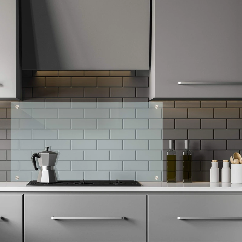 Relaxdays Kitchen Splashback Panel, Safety Glass, Cooker Splatter Guard, 50 x 120 cm, Wall-Mount, Transparent