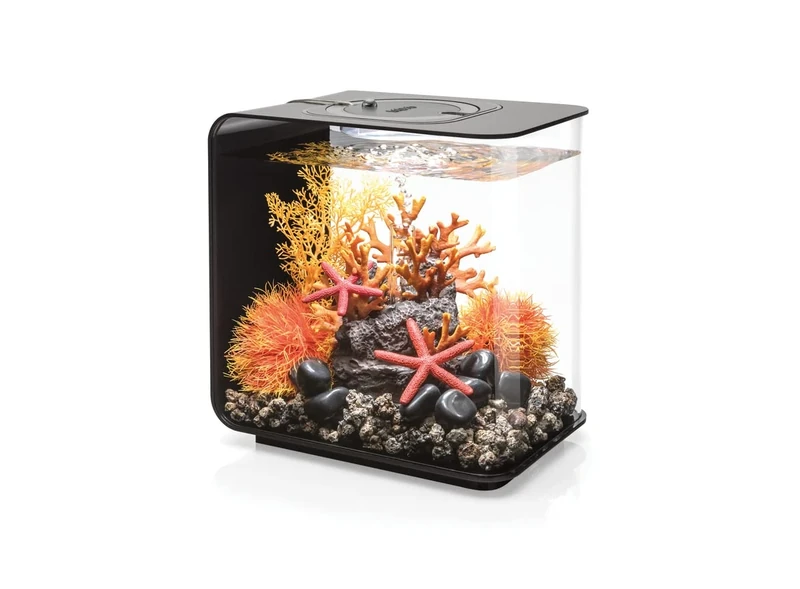 biOrb Flow 15 Acrylic Aquarium, Black, MCR Multi-Colour Remote LED Lighting, Stylish 15 Litre Fish Tank with 5-Step Filtration, Easy Setup, Includes Remote, Air Pump, Filter Cartridge, Ceramic Media