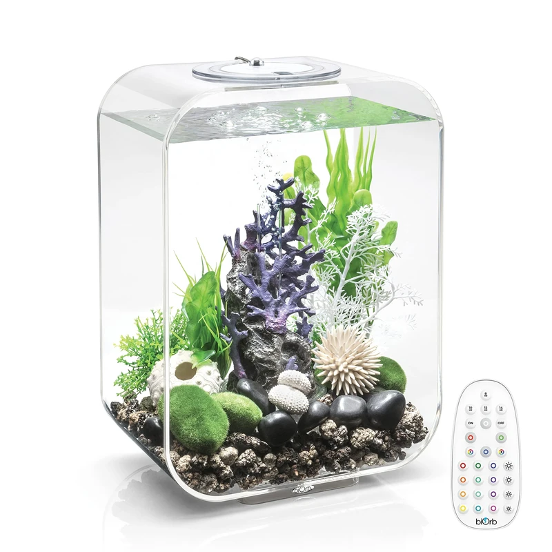 biOrb LIFE 15 Acrylic Aquarium, Clear, MCR Multi-Colour Remote LED Lighting, Elegant Fish Tank with 5-Step Filtration System, Easy Setup, Includes Remote, Air Pump, Filter Cartridge, Ceramic Media
