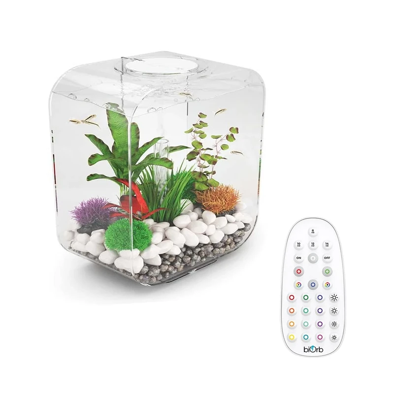 biOrb LIFE 30 Acrylic Aquarium, Clear, MCR Multi-Colour Remote LED Lighting, Elegant Fish Tank with 5-Step Filtration System, Easy Setup, Includes Remote, Air Pump, Filter Cartridge, Ceramic Media