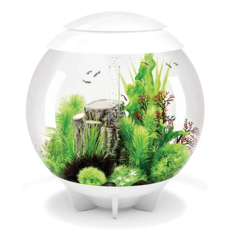 biOrb HALO 60 Acrylic Aquarium, White, MCR Multi-Colour Remote LED Lighting, Premium Fish Tank with Hidden Water Line, 5-Step Filtration, Easy Setup, With Air Pump, Filter Cartridge, Ceramic Media