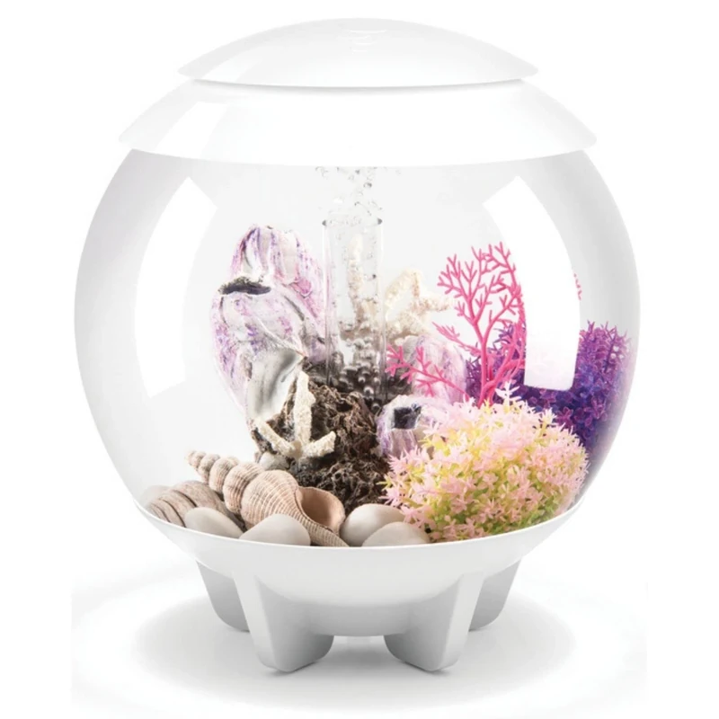 biOrb HALO 15 Acrylic Aquarium, White, MCR Multi-Colour Remote LED Lighting, Premium Fish Tank with Hidden Water Line, 5-Step Filtration, Easy Setup, With Air Pump, Filter Cartridge, Ceramic Media