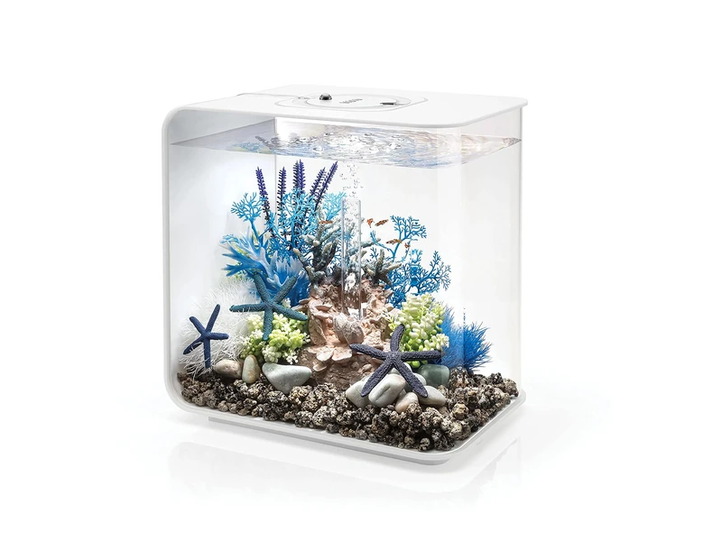 biOrb Flow 30 Acrylic Aquarium, White, MCR Multi-Colour Remote LED Lighting, Stylish 30 Litre Fish Tank with 5-Step Filtration, Easy Setup, Includes Remote, Air Pump, Filter Cartridge, Ceramic Media