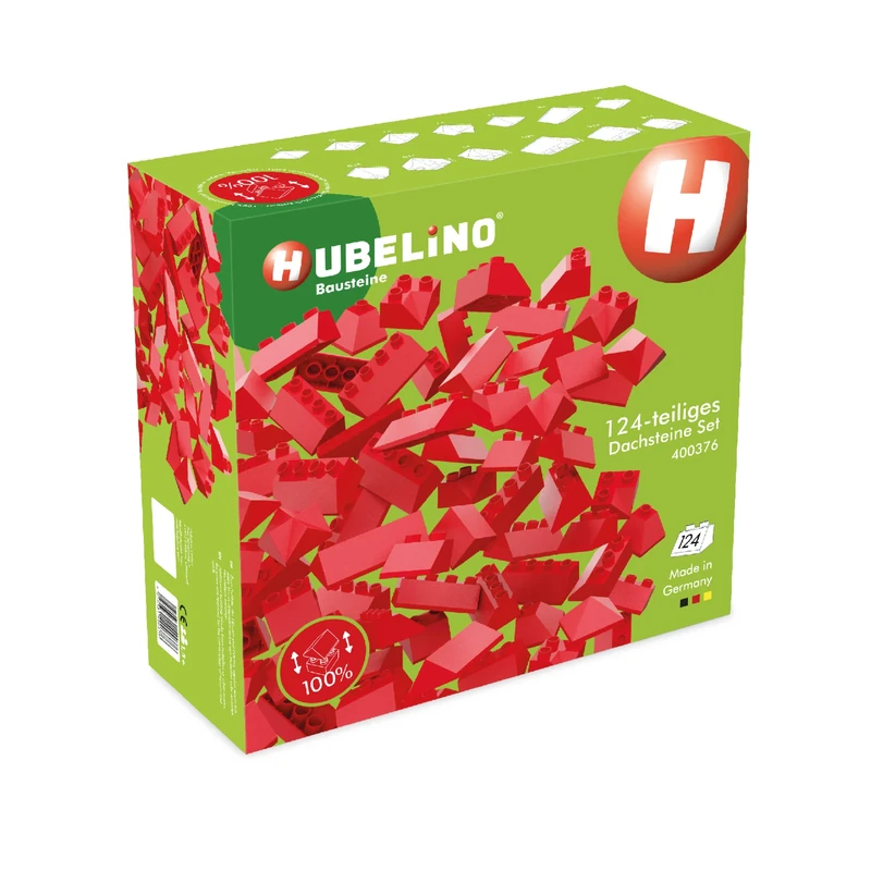 Hubelino 400376 124-Piece Roof Tile Set Building Blocks, Compatible with Lego Duplo bricks