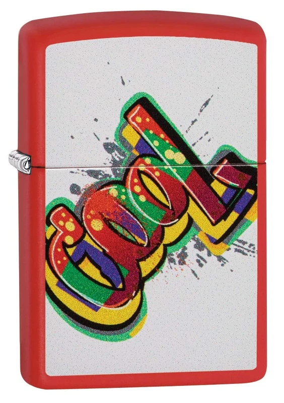 Zippo - Windproof Lighter, Cool Graffiti, Matt Red, Colour Image, Refillable, Reusable, Windproof Design, Gift Box, Made in the USA