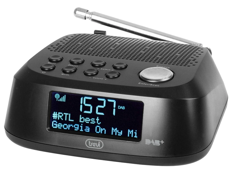 Trevi RC 80D4 DAB Electronic Radio Alarm Clock with DAB/DAB+ Digital Receiver, Large LED Display, Sleep Function, Snooze Function, Black