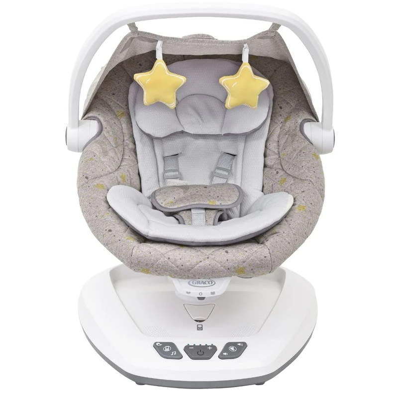 Graco Move with Me Soother with 5 swaying speeds, music, 2 recline positions, 2 vibration settings and folds up for storage. Suitable from birth to approx. 6 months (9 kg), Stargazer fashion