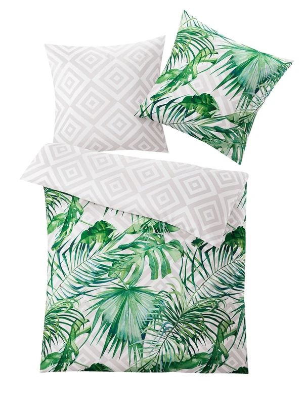 Kleine Wolke Loria Bed Linen Cotton Green 155 x 220 + 80 x 80 cm