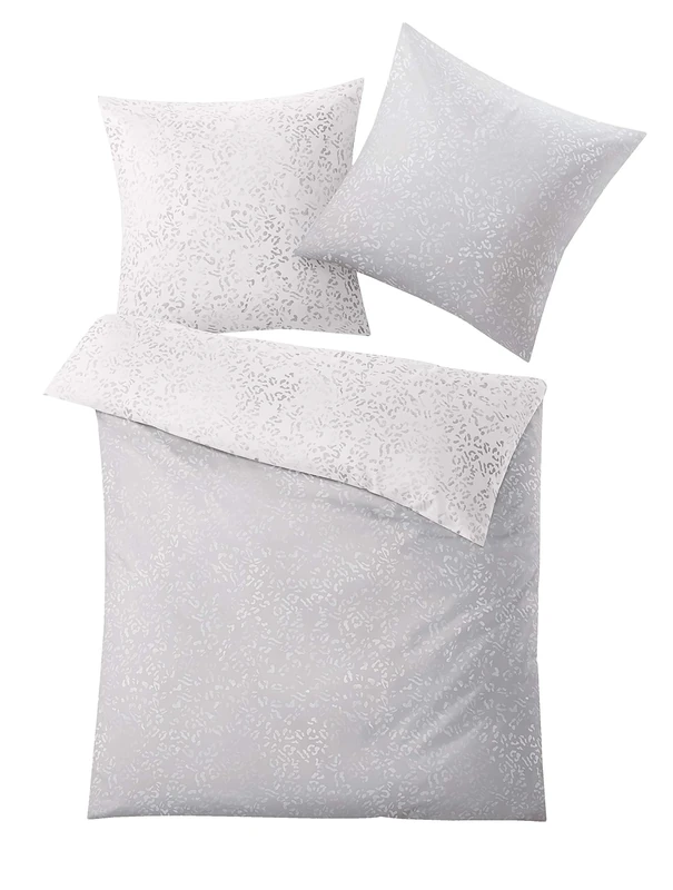 Kleine Wolke Lea Bed Linen, Cotton, Silver Grey, 155 x 220 cm + 80 x 80 cm
