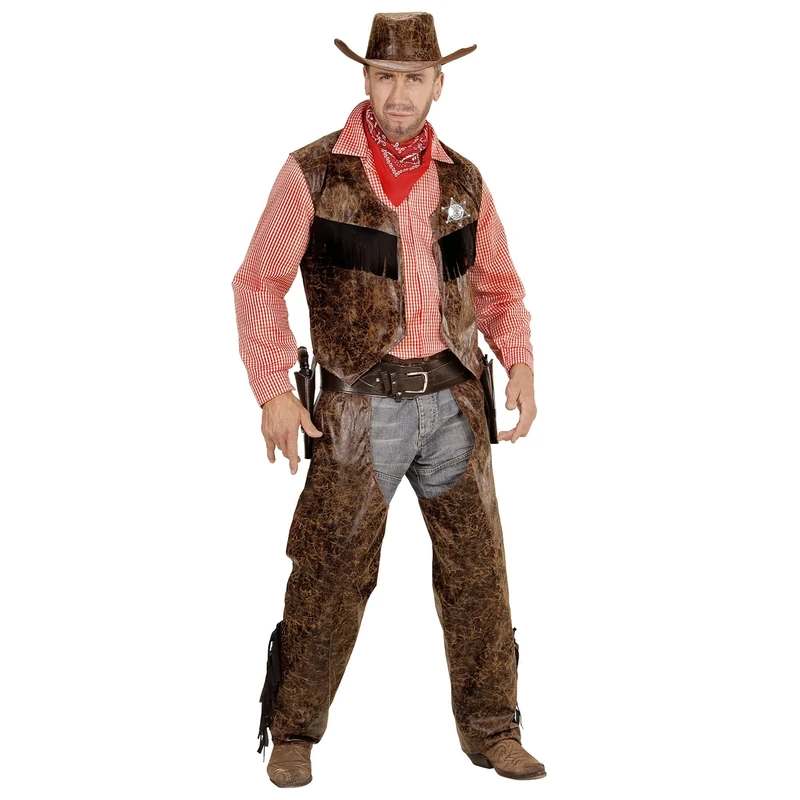 W WIDMANN MILANO Party Fashion - Cowboy Costume for Men, Wild West, Far West, Western, American, Carnival, Theme Parties, Size XXL