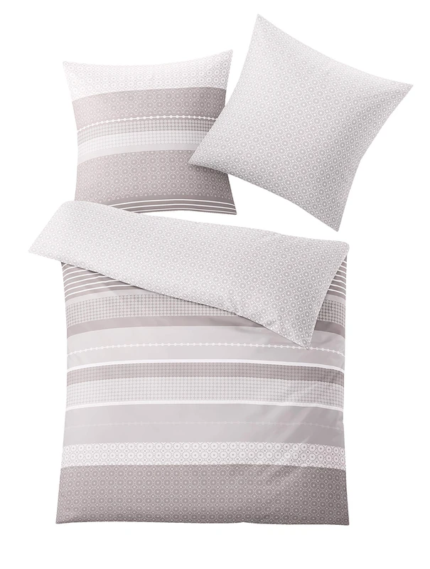 Kleine Wolke Joshua Bed Linen, Cotton, Taupe, 155 x 220 cm + 80 x 80 cm - Image 1